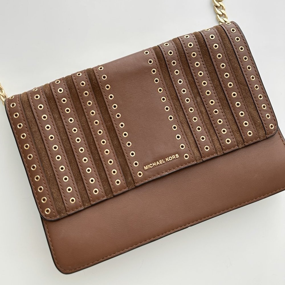 Michael Kors Camel Brown Leather Crossbody Bag - Picture 3 of 9